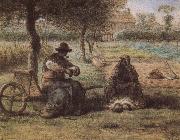Jean Francois Millet The smoking have a break USA oil painting artist